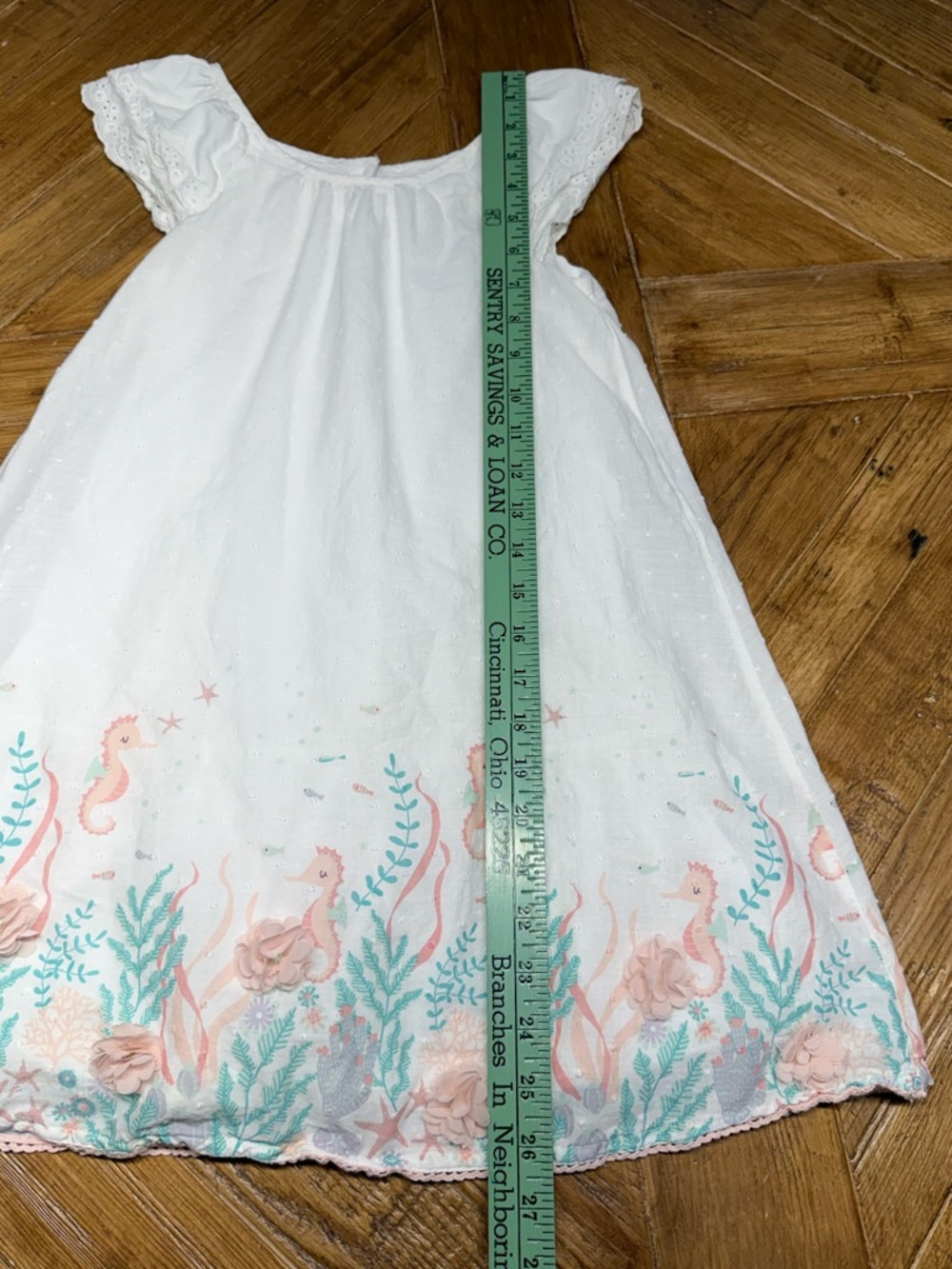 Cupcakes and Cashmere Girls Seahorse Dress Size 7 White Cotton Eyelet - Picture 9 of 13